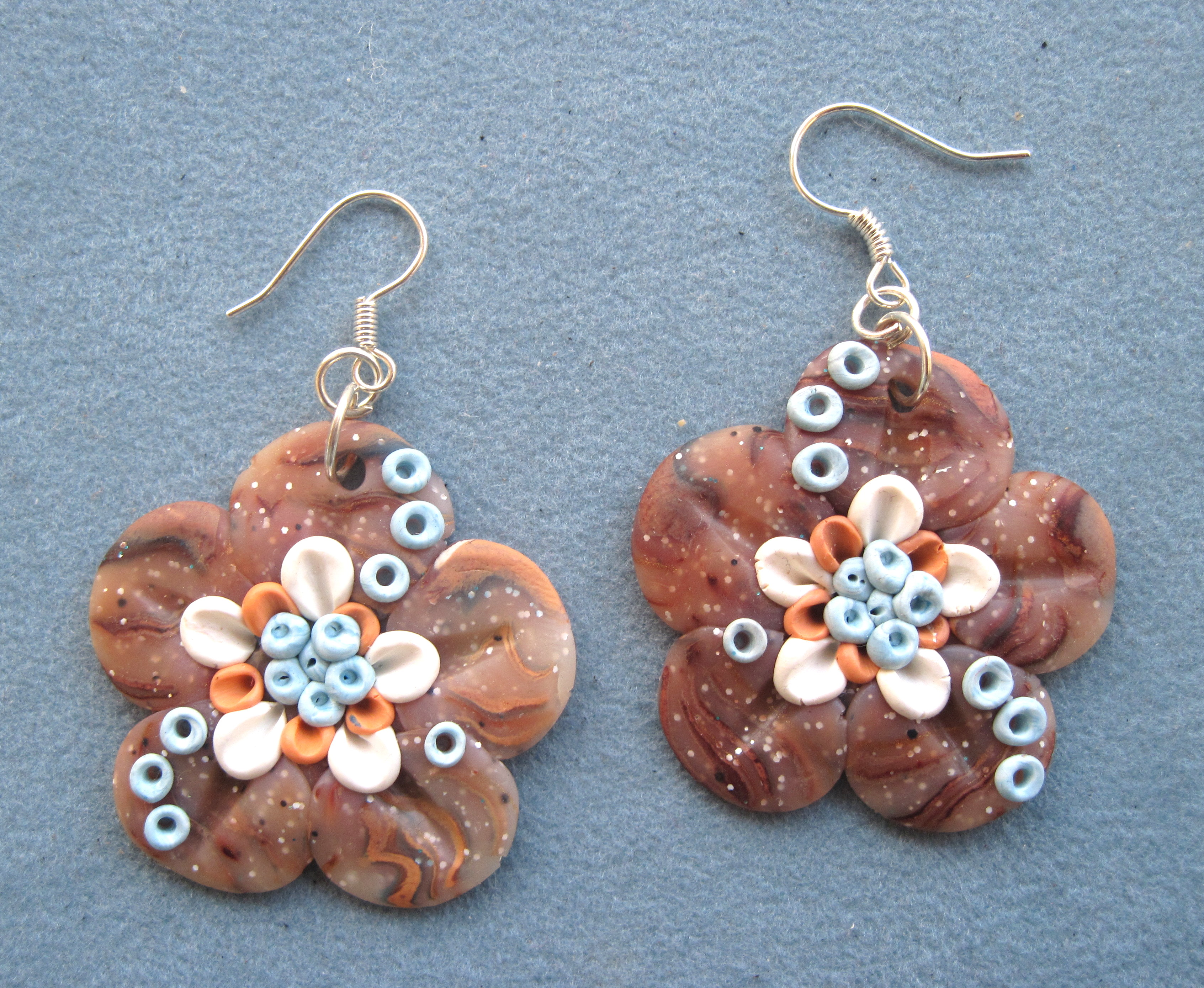 Flowers Earrings Polymer Clay Unique Handmade - Fimo - OOAK on Luulla